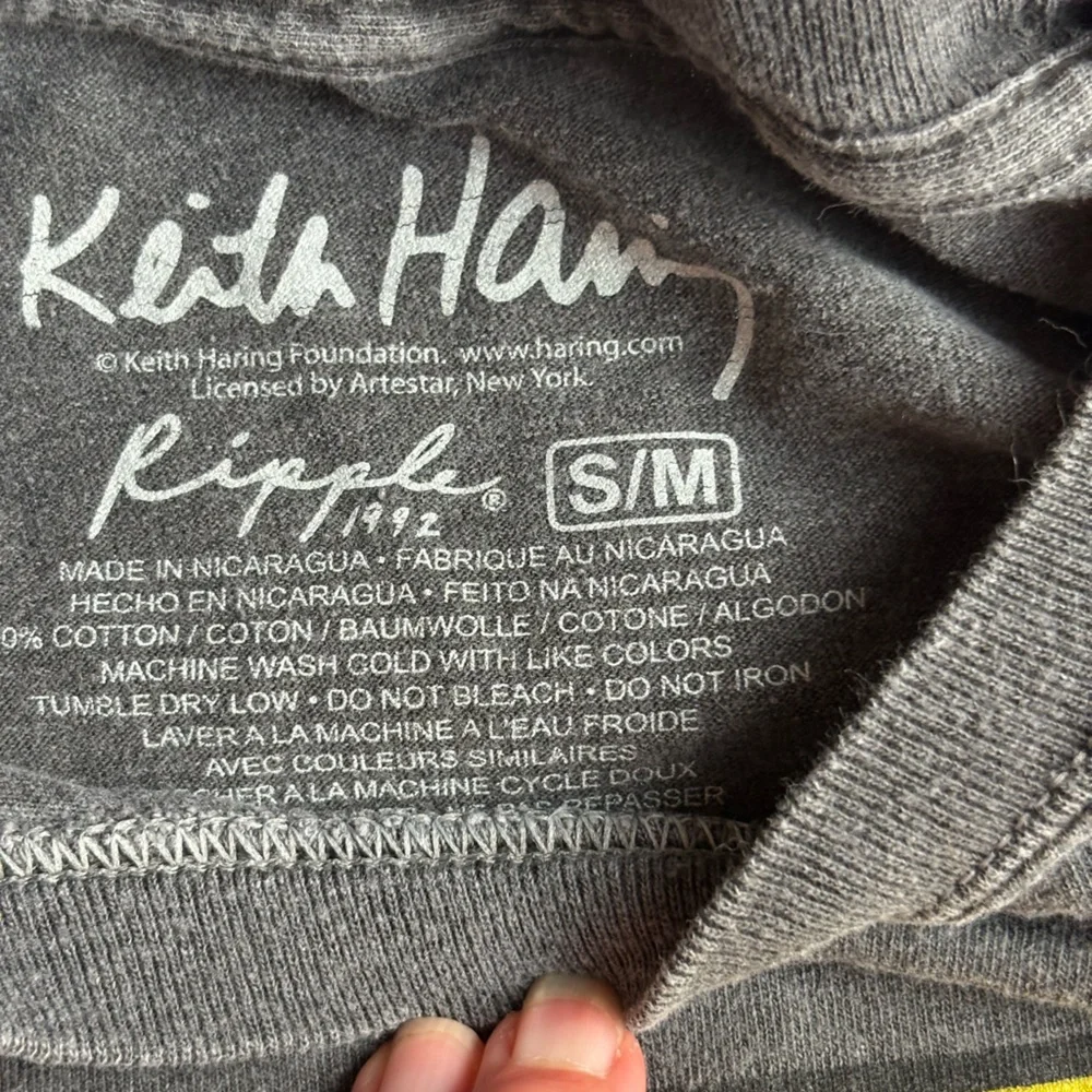 Vintage Keith Haring CollectibleRipple 1992 Long Sleeve Gray Art Shirt Men’s S/M - Picture 4 of 5
